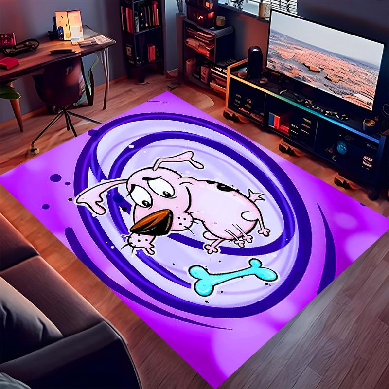 1pc Courage the Cowardly Dog Print Area Rug - Soft, Washable Non-Slip Indoor Mat for Office Chairs, Living Room, Home Office Decorative Rug