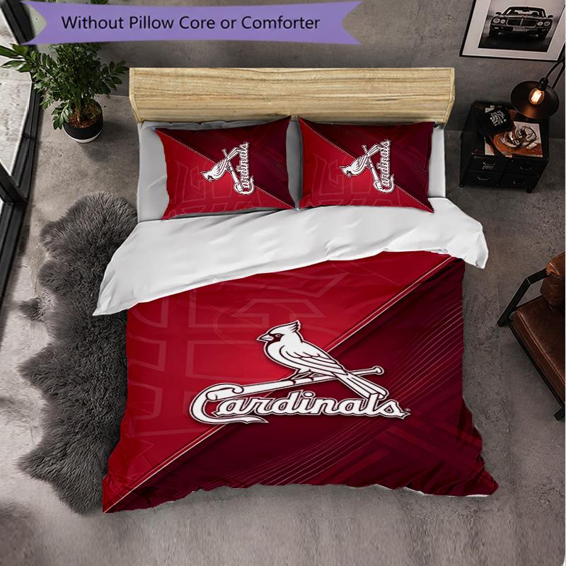St. Louis Cardinals Pattern Microfiber 3Pcs Bedding Set Decor Duvet Cover Set For Bedroom Home Use