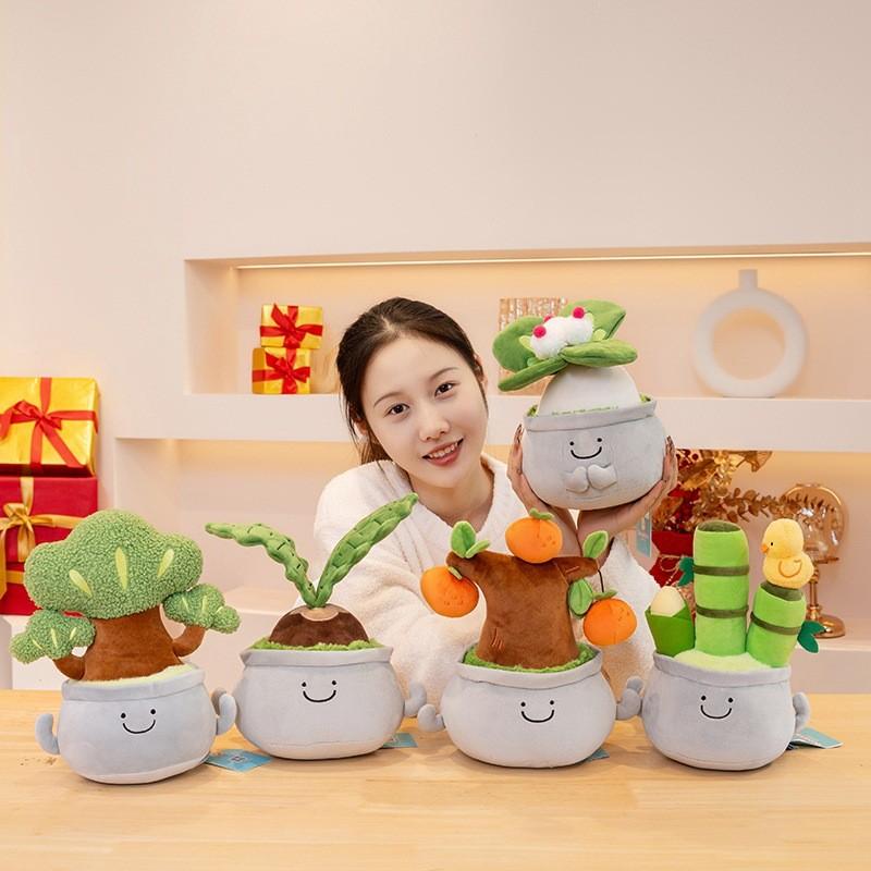 Plush Charming Office Green Plant Doll Unique Buddha Design Ideal Gifting For