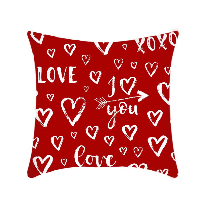 New Valentine's Day Pillow Linen Short Plush Car Pillow Red Love Pillow Cover Bed Cushion
