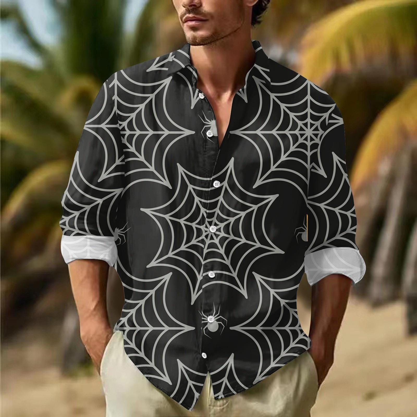 Мужские рубашки с длинными рукавами и пуговицами на Хэллоуин — фото 10