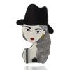 New Design Unique Lady Figure Acrylic Brooch Pins For Women Girls Brooches Pins Lapel Badges Bag Decorations Party Dress Jewelry