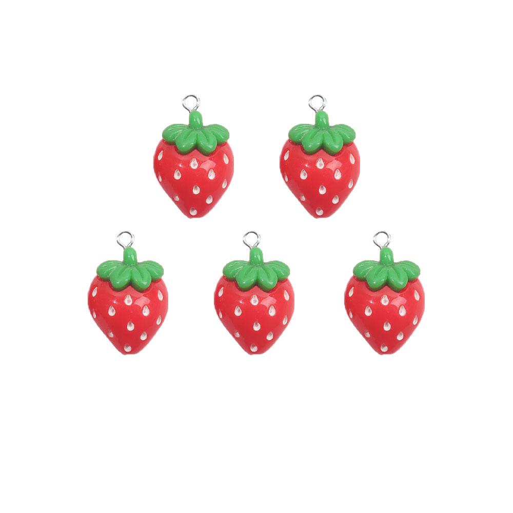 

5/10/15 шт. Подвеска в виде клубники из смолы, плоская красная ягода, мультяшная клубника, изготовление ювелирных изделий своими руками, ожерелье, браслет, серьги, аксессуары 5pcs красный
