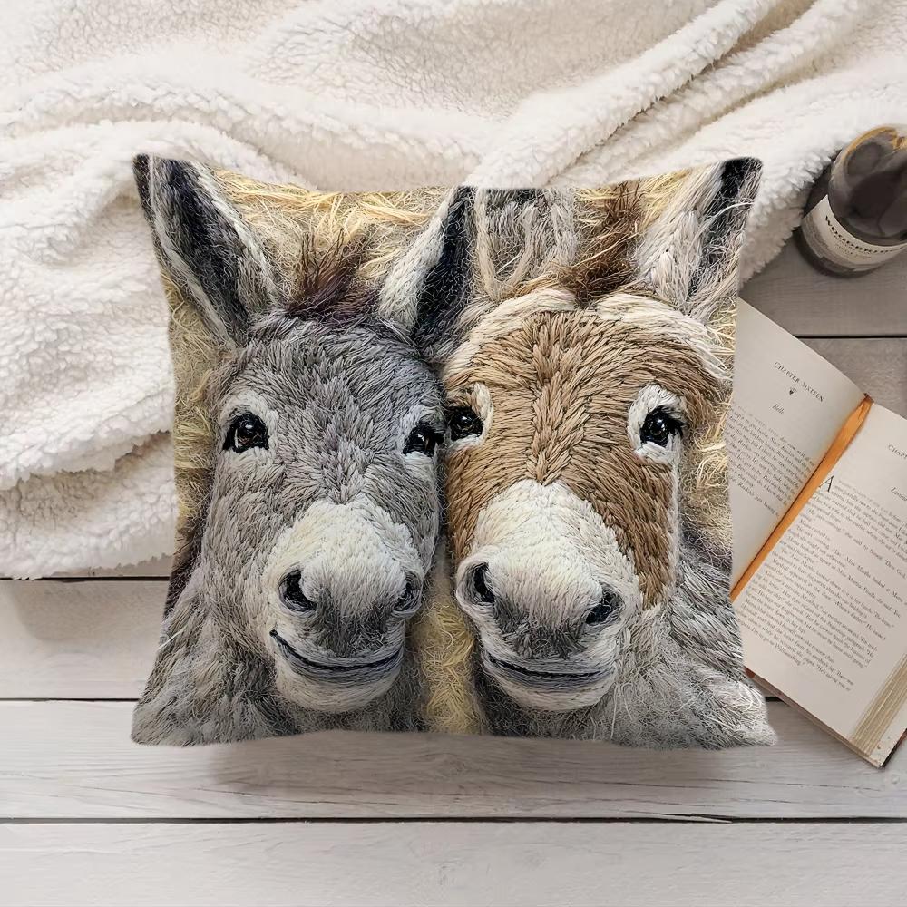 Spooky Goat Face 2D Cool Cushion Cover Silky Short Plush Invisible Zipper Dustproof Sofa Pillow Case For Home Decor