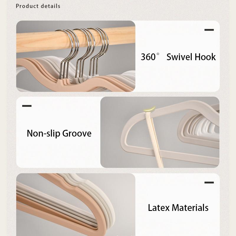 10pcs Upgraded Short Neck Hangers,Ultra-thin Space Saving Latex Clothing Hanger for Storage,Non-trace Skin-Smooth Drying Racks