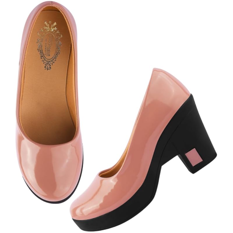 Shoetopia Solid Peach Pumps For Women & Girls-Eu37