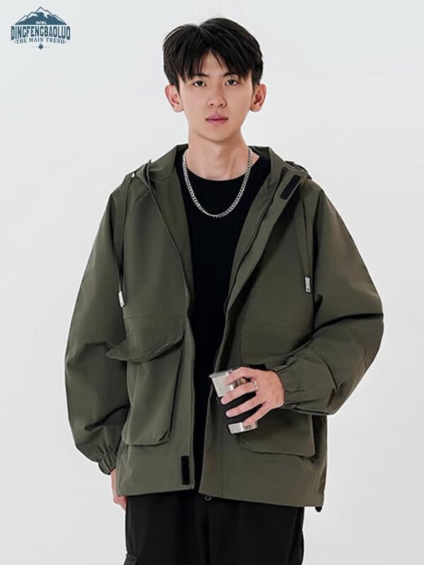 

Dingfengbaoluo Men s Loose Hooded Outdoor Jacket