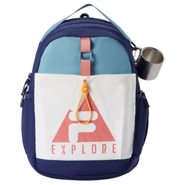 FILA Logo Print Multi-Functional Zipper Closure Nylon Backpack Mini Unisex backpack Dark-Blue K17B433102-DB Ink Abyss Blue,Extra Small