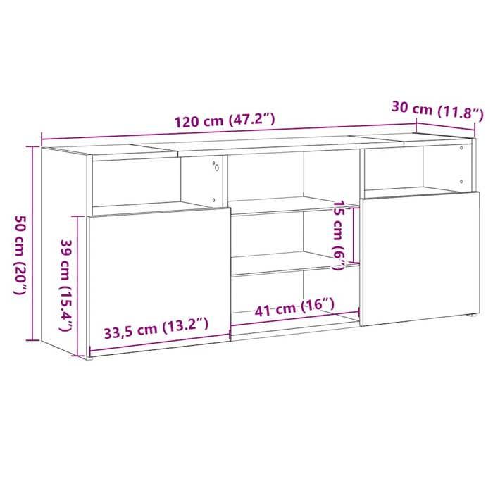 VidaXL TV Cabinet with LED Lights Artisan Oak Engineered Wood, TV Stand, Media Unit, TV Console, Furniture 856352