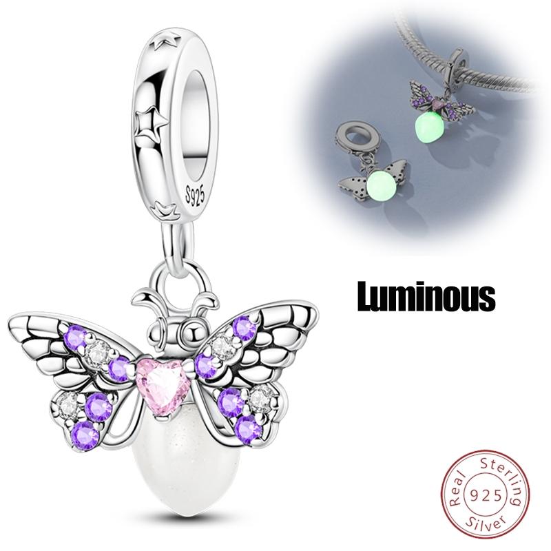 S925 Silver Birthday Bear Lucky Cat Elephant Family Firefly Charms Beads Fit 3mm Bracelets DIY Fine Jewelry