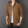 Men's Mid-Length Hooded Jacket - 100% Cotton, Casual Spring/Autumn Trench Coat