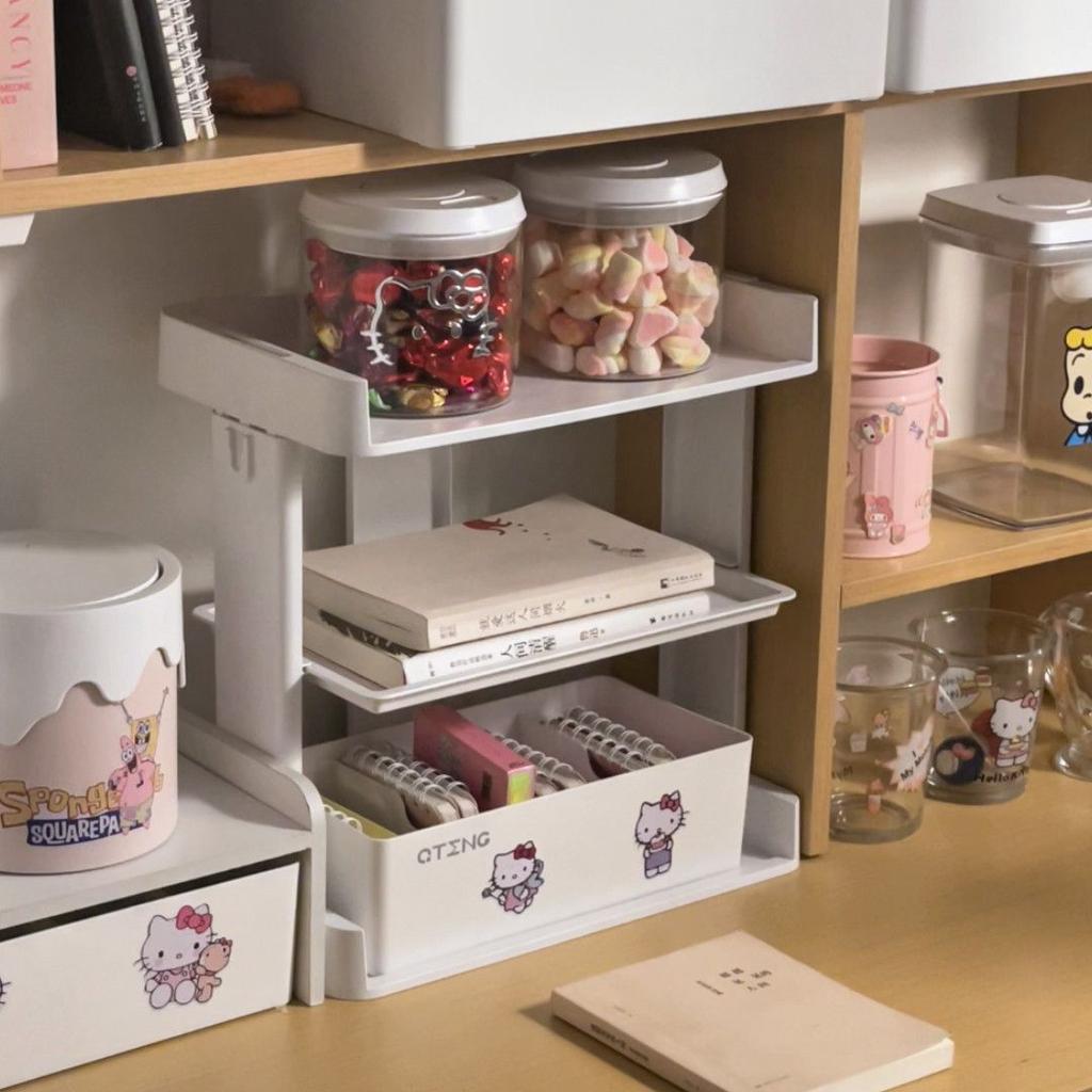 Desktop Three-layer Storage Shelf Stationery Organizer Rack Ins Cosmetics Storage Box Office Multi-layer Sundries Storage Boxes