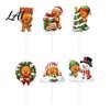 Cute Cartoon Holiday Picks 6 Pcs Large Christmas Tree Picks Wooden Santa Snowman Gingerbread Ornaments Xmas Man Party Supplies Topper Decoration for