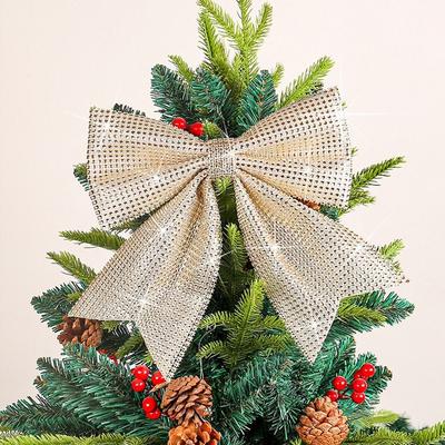 Cloth Christmas Sparkling Diamond Bow Exquisite Festival Large Bow Pendant Handmade Christmas Tree Pendant