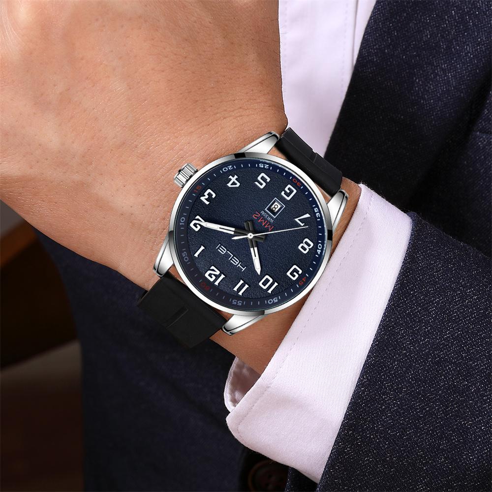 Mens Quartz Watch Large Dial Magnetic Silicone Strap, Luminous Hands Date, 30M Daily Waterproof Wrist Watches