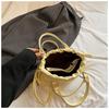 IELGY Soft Leather Pleated Portable Cloud Bag Shoulder Crossbody Female Bag