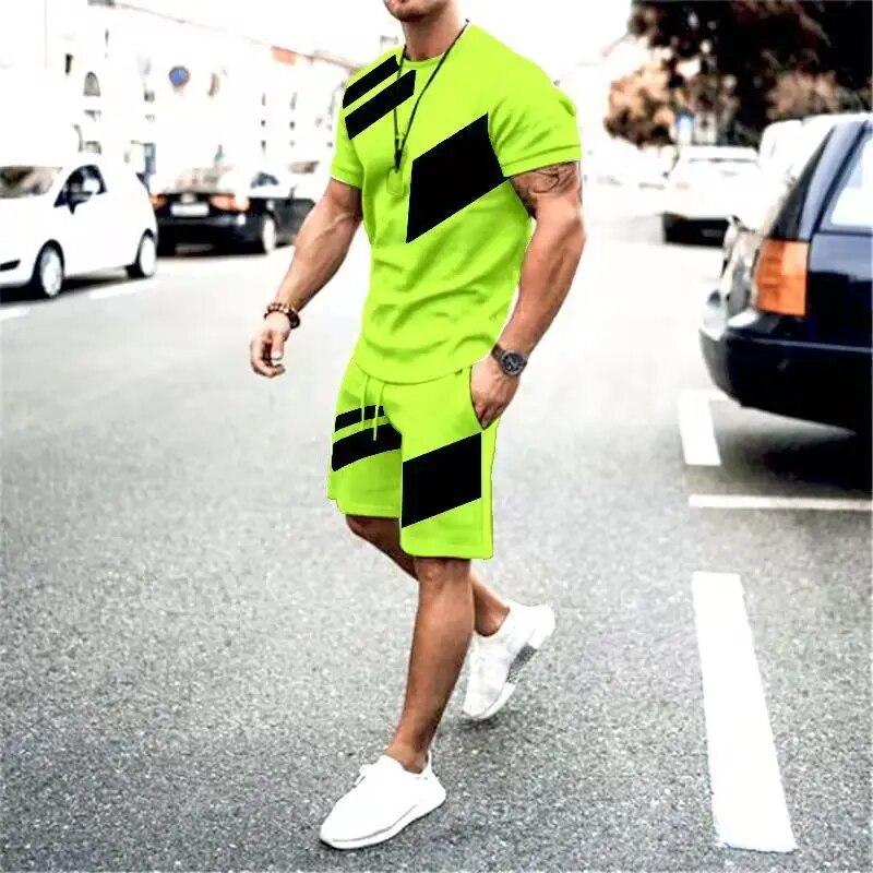 Men's T-shirt Sets 3D Print Tracksuit Oversized T Shirt Shorts Set Men Sportswear T-shirt Tops Summer Man Clothing Set