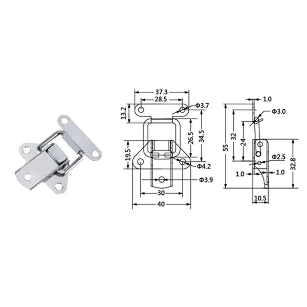2pcs Spring Locking Latch Hasps Stainless Steel Suitcase Toggle Catch Clasp Box Loaded Hinges Furniture Hardware Accessories