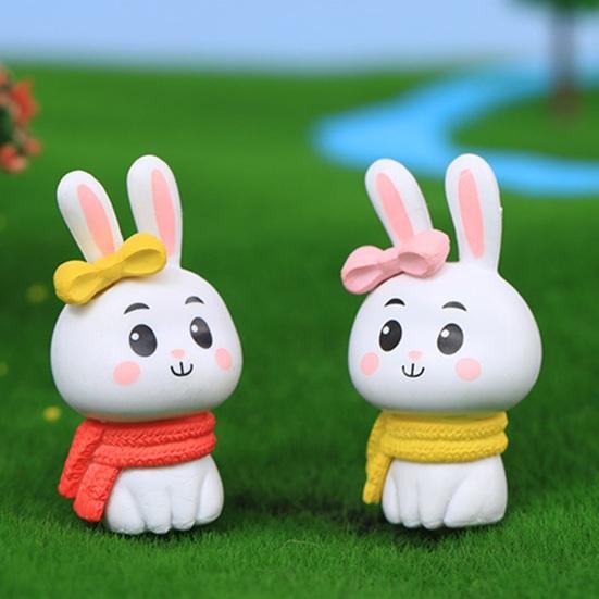 4Pcs/Set Rabbit Figurine Garden Bonsai Plastic Miniature Bunny Sculpture Decoration Home Decor