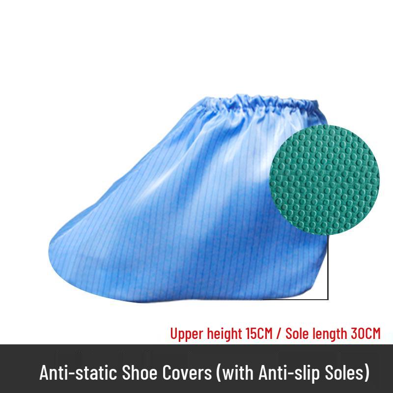 Anti-Static Dust-Free Shoe Covers with Anti-Slip Bottom, Washable Conductive Strips, and Dust-Proof Design