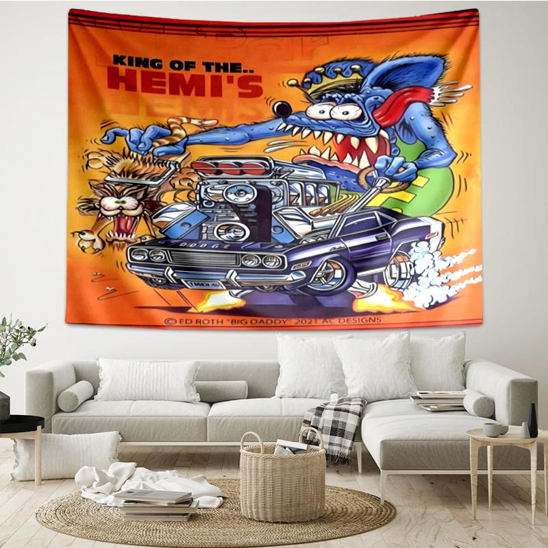 Rat Fink Power Wall Hanging Tapestry Wall Cloth Tapestries Decor Wall Bedroom Decoration