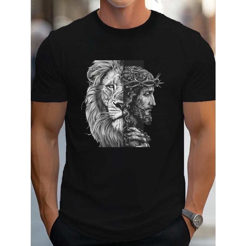 

European sizes Men s Pattern Graphic T-shirt Vintage Style Comfort Regular Fit Casual Crew Neck All-season Wear for Men 4XL