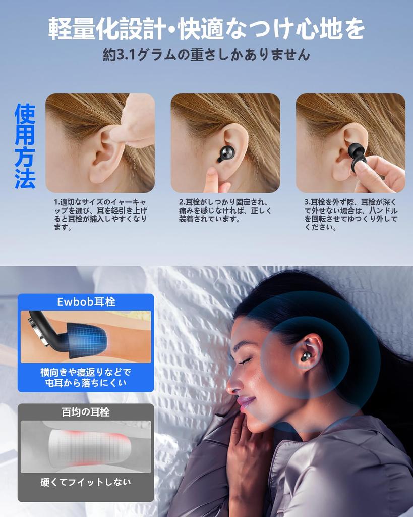 by sleep complete sound Ewbob for 55db noise cancelling for hear comes with storage hearing ear unisex sizes [Supervised professionals] Earplugs,