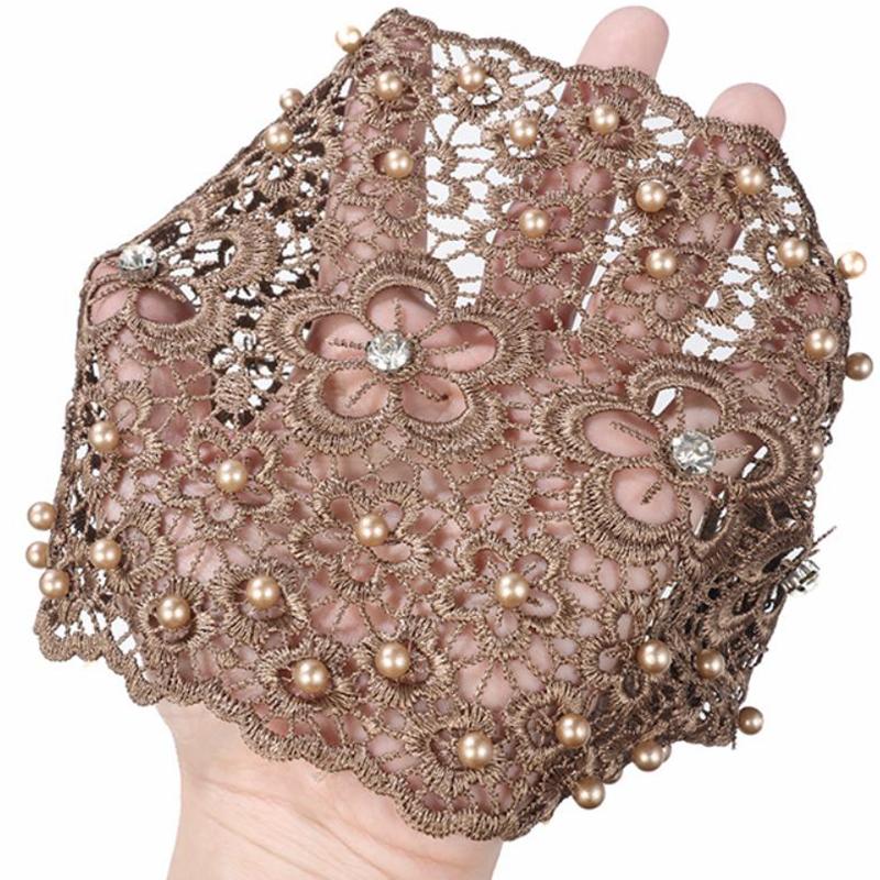 Blumen-Häkel-Stirnband Neuer Stil Perlenbesetztes Breites Rand-Haarband Für Frauen Effektive Weißhaar-Abdeckung Haarschmuck Stirnband
