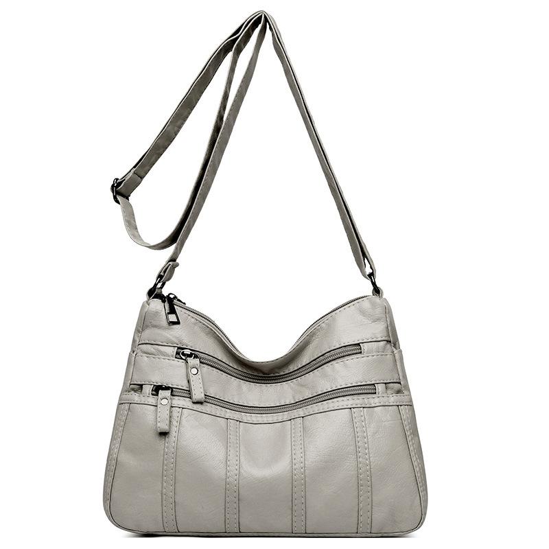 One-shoulder Mother Bag, New Washed Leather Women's Bag, Messenger Bag, Large-capacity Messenger Small Square Bag.