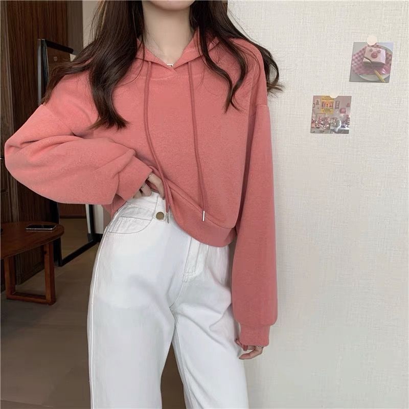 Womens Spring Hoodie With Embroidered Long Sleeves And Oversize Fit For Casual Wear