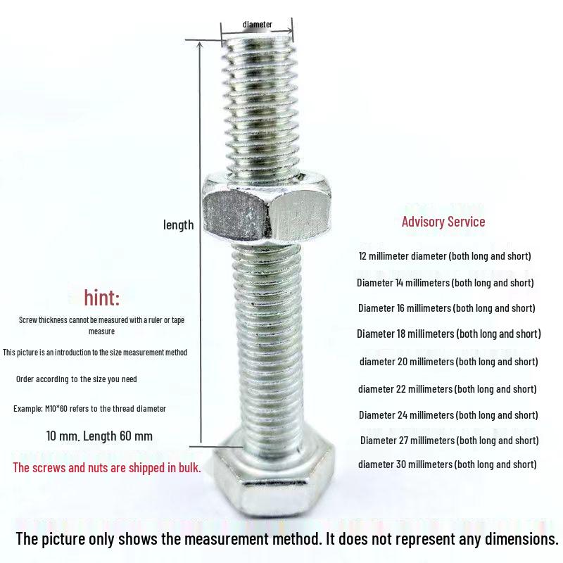 Grade 4.8 Hexagon Full Thread Stud Bolt & Nut Set (M6-M16) M6*90 (3 sets)