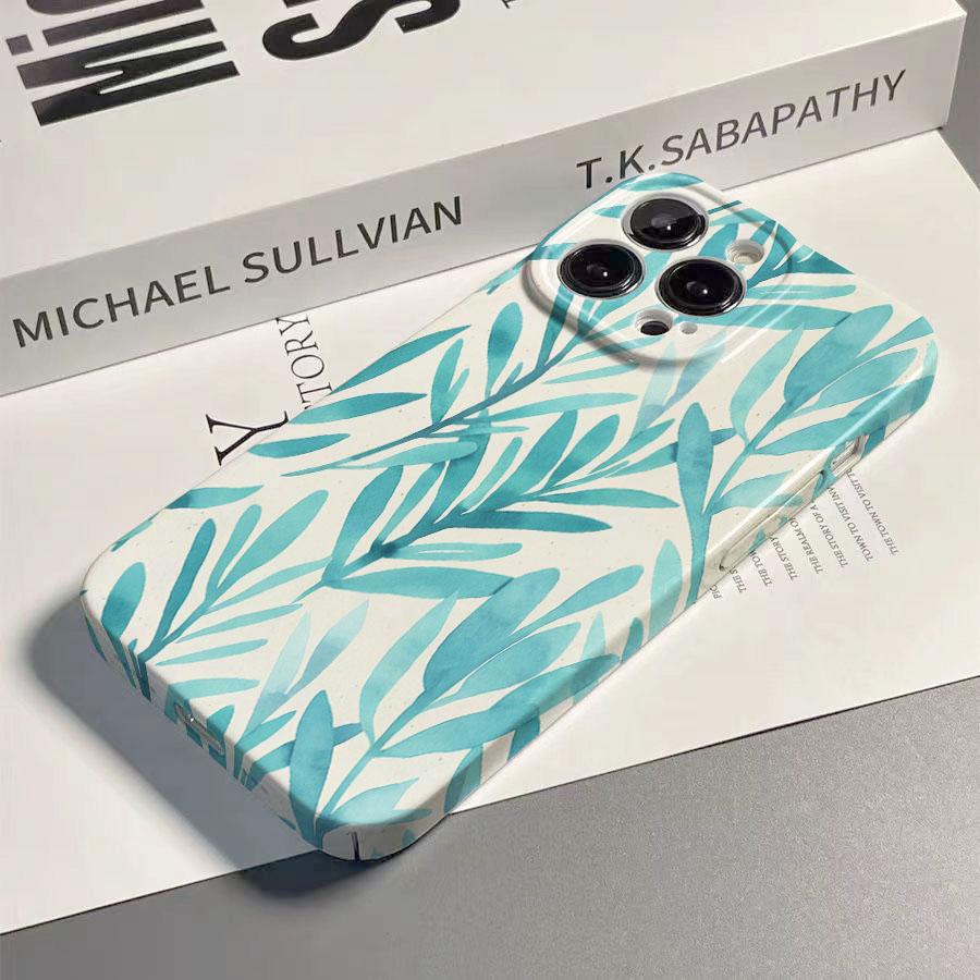 Watercolor Leaves Glossy Film Hard PC Phone Case for Xiaomi Redmi Note 15 13 12S 12 11S 11 10 9 Pro Plus Max 4G 5G