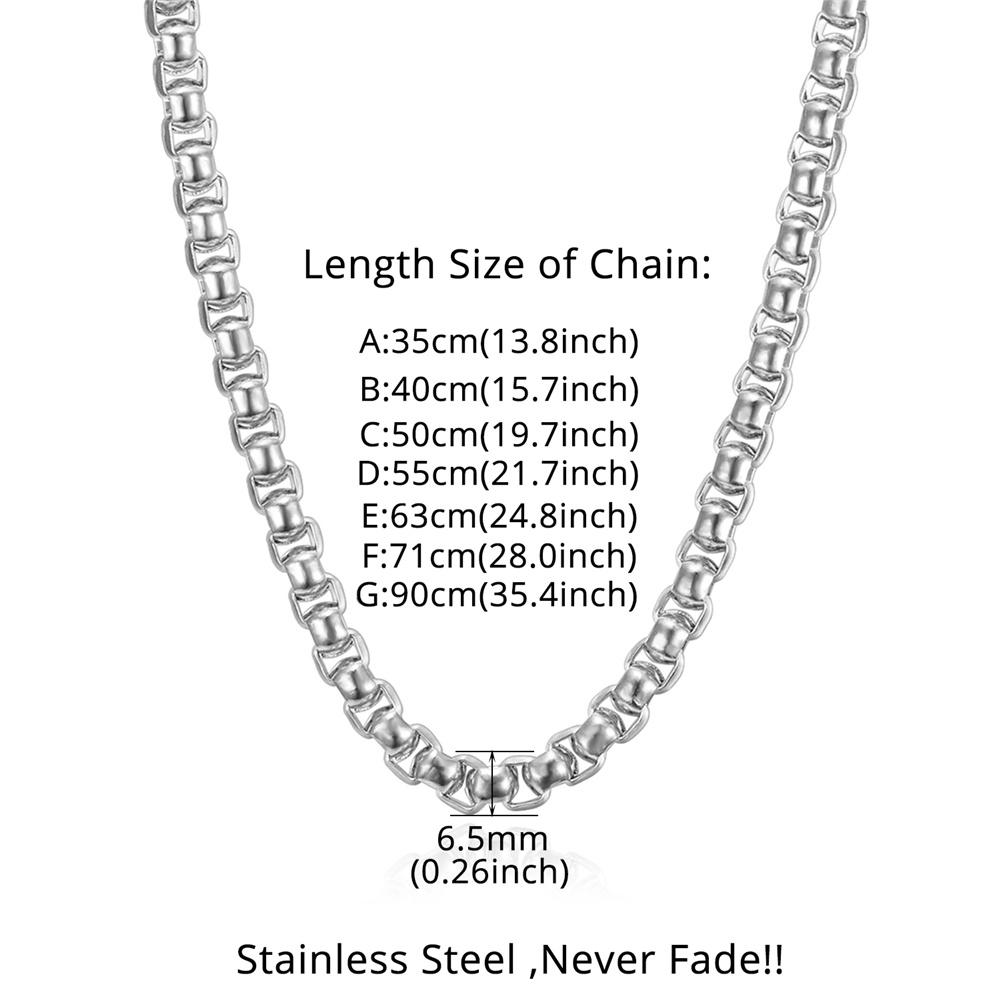 CHOKER Silver Color Stainless Steel 6.5mm Men Long Choker Box Chain Necklace for Women Vintage Party Jewelry