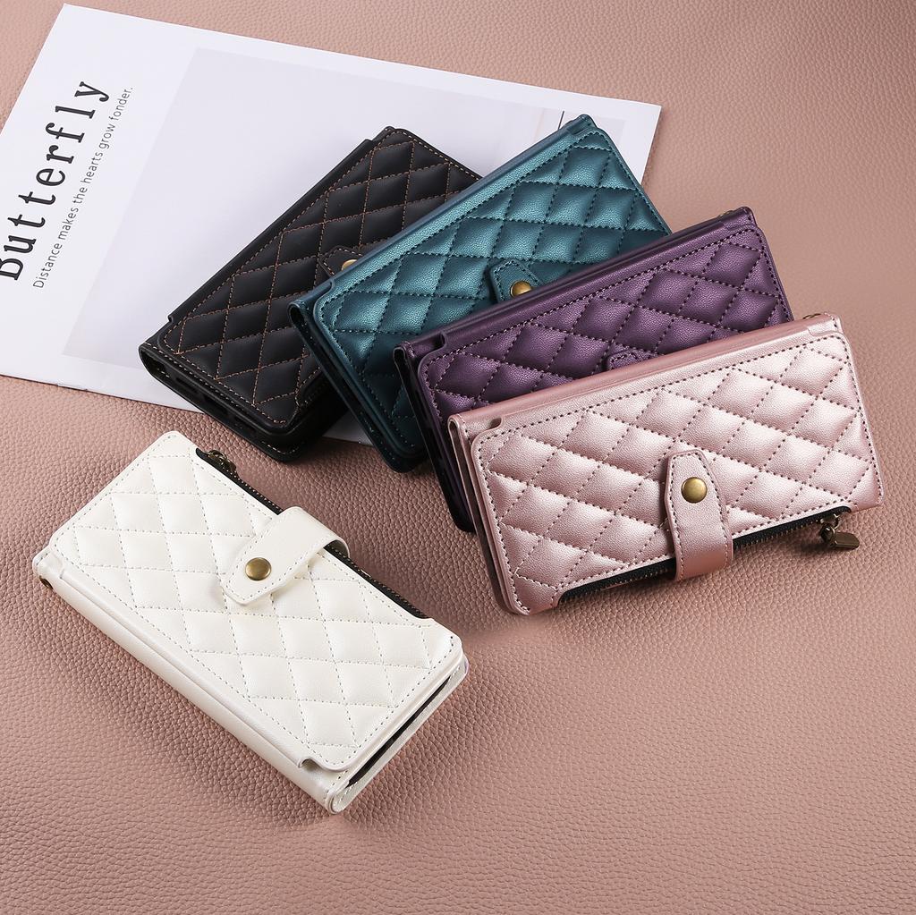 Crossbody Zipper Cards Solt Magnetic Wallet Leather Case For iPhone 17 Pro Max 16 Plus 15 14 13 Long Lanyard Bag Kickstand Cover