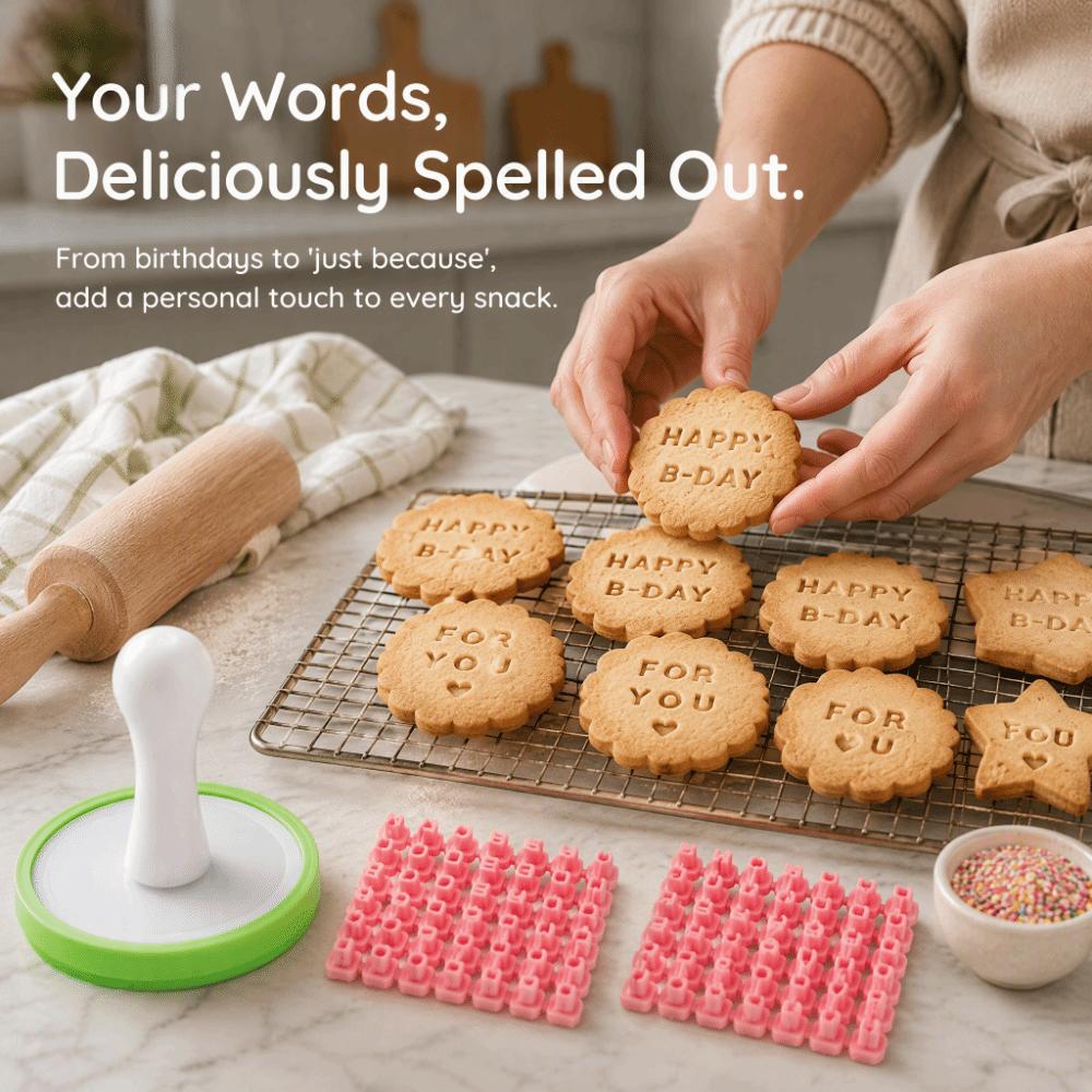 PP + Silicone Alphabet Cookie Stamp Alphabet Shape Letter Fondant Stamp  DIY Craft