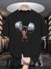 Unisexs Summer 100 Cotton Fashion Creative Weightlifting Pattern Printed Casual Sports Loose Round Neck Short Sleeve Tshirt