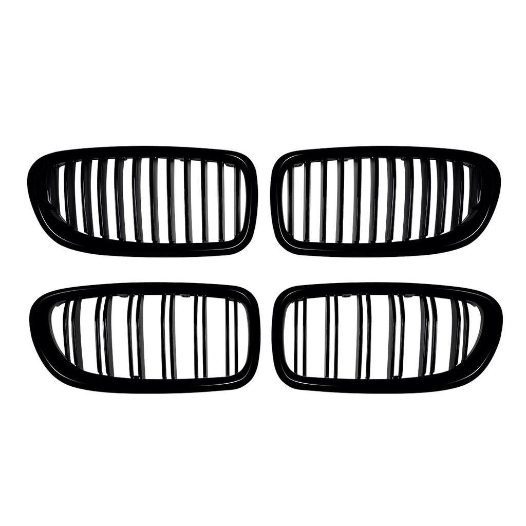 2PCS Car Front Bumper Hood Grilles Single And Double Line Style Upper Racing Grills Accessory For BMW 5 Series F10 F11 2011-2017