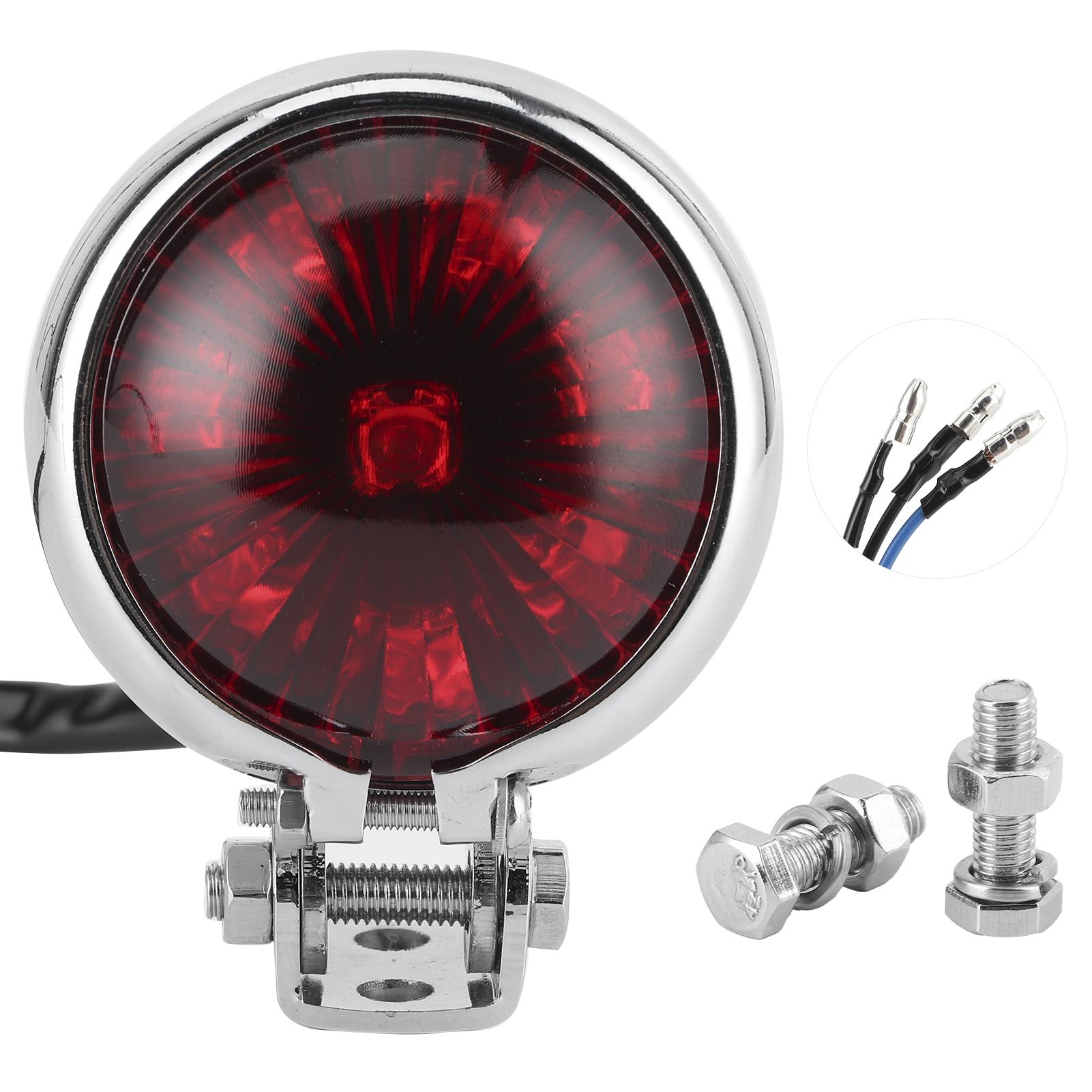

LED Tail Light Brake Rear Lamp with Mounting Fixing Screw Rod Universal for 12V Motorcycle Electroplated red cover