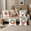 Merry Chrismas Red Bow Pillow Case Plush Fabric Soft Double Sided Print Sofa Cushion Cover Throw Pillow Covers