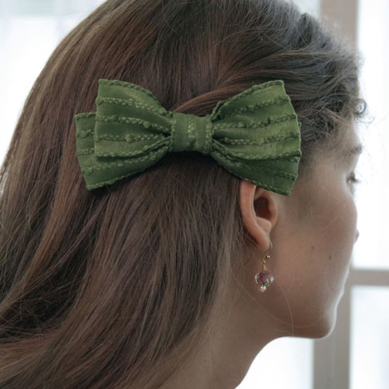 MERRYMOTIVE Stripe mesh ribbon hairpin (3color)