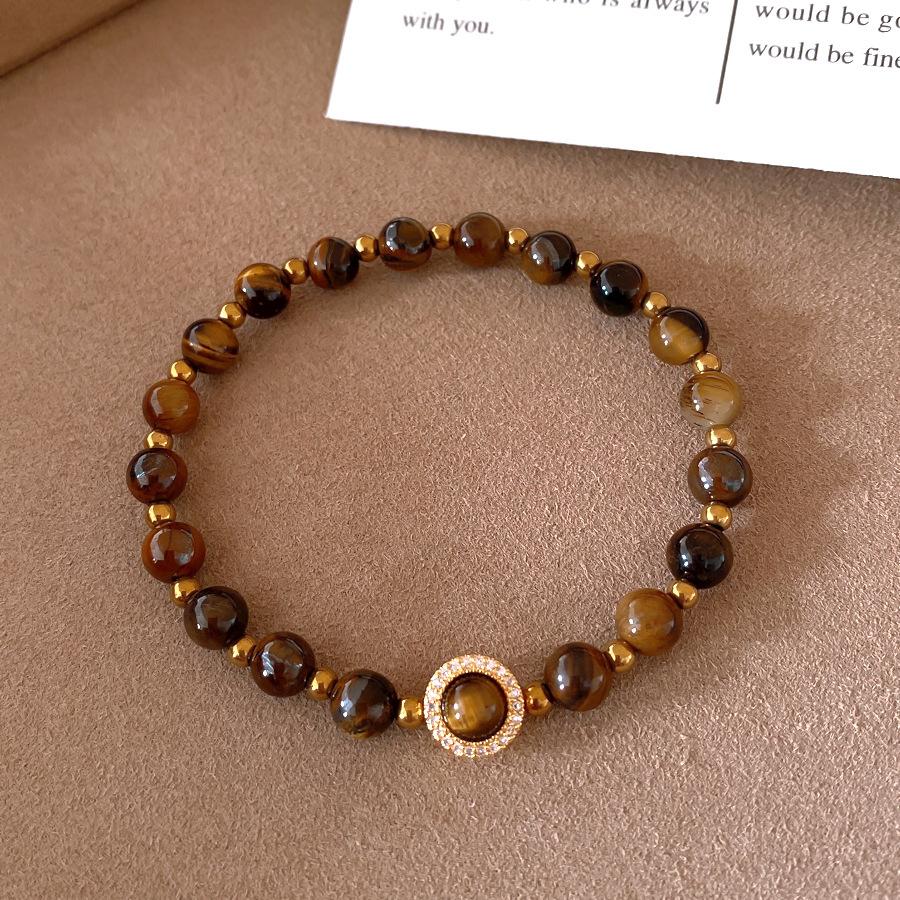 Vintage Maillard style geometric zircon tiger's eye stone beaded bracelet bracelet personalized jewelry