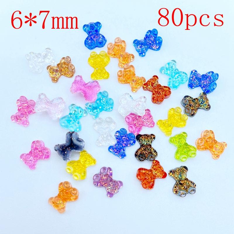 

50/60/70/80Pcs Kawaii Cute Mini Shining Bear Flat back Resin Cabochons Scrapbooking DIY Jewelry Craft Decoration Accessorie K94