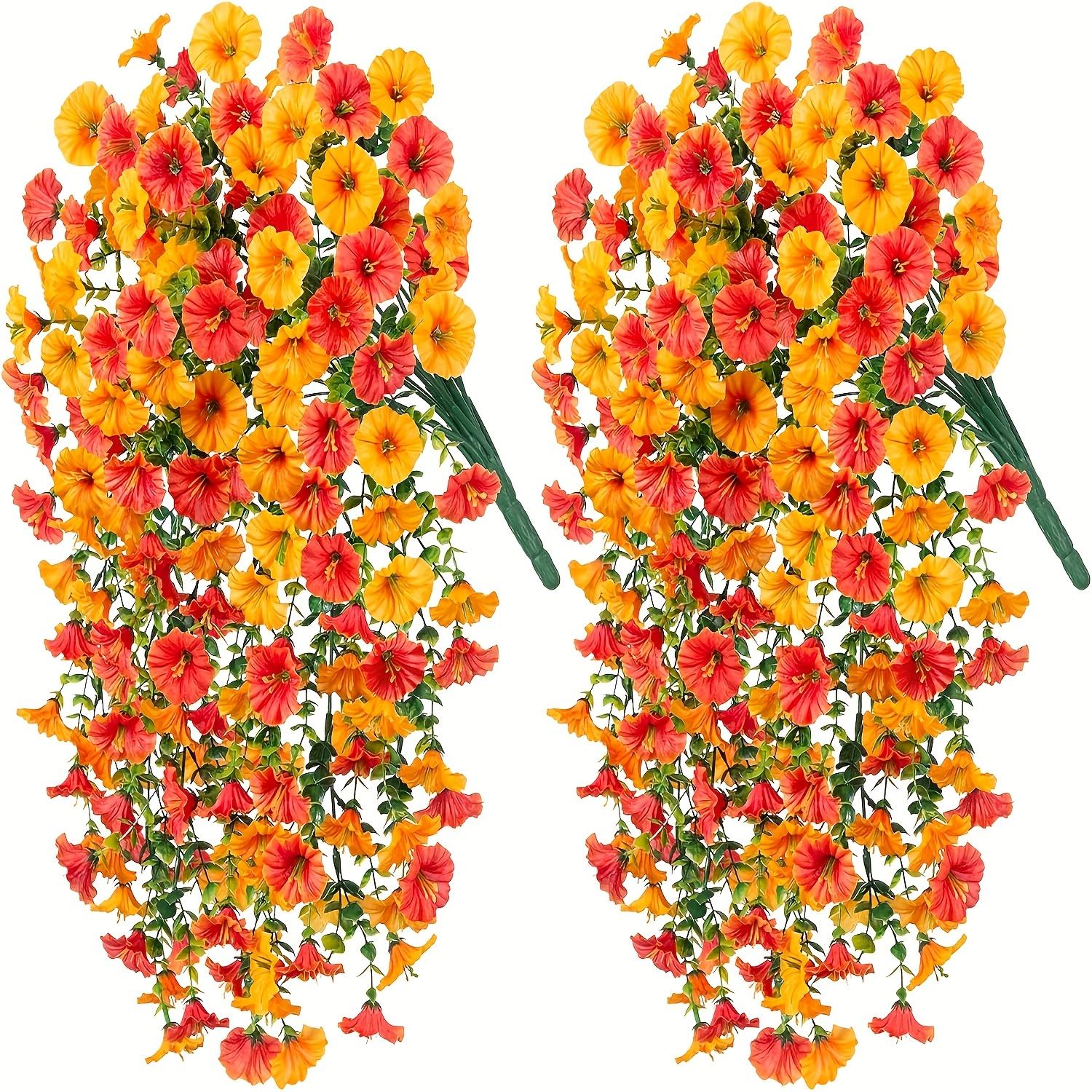 

UV-Resistant Artificial Morning Glory vine - Realistic Orange Flowers, UV-Resistant Indoor/Outdoor Decoration, Suitable For Weddings, Porches 2