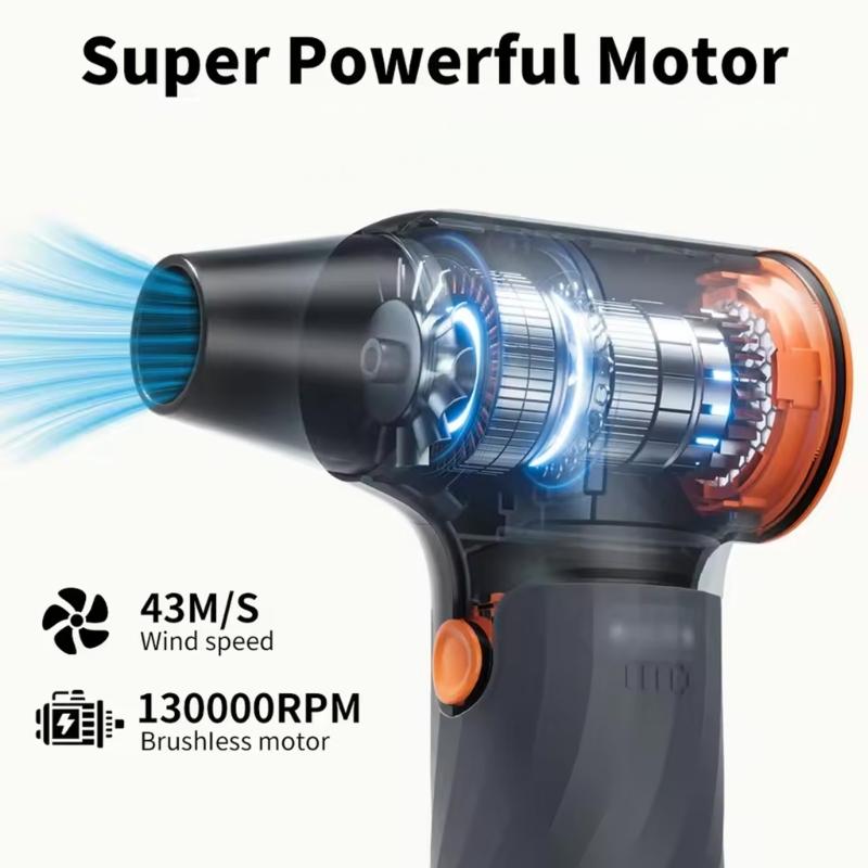 Electric Air Duster,130000RPM Blower with High Speed Fan,3 Adjustable Rechargeable Cordless Jet Fan Air Blower