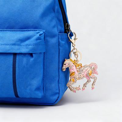 Keychain Pendant Sparkling Rhinestones Horse Design Metal Keyring Decorative Key Holder Friends Bag Decoration