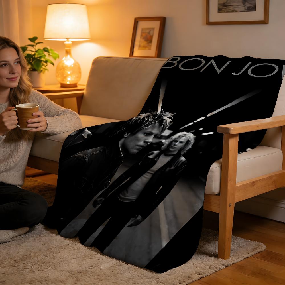 

Bon Jovi Throw High-Density Short Plush Blanket Soft For Sofa Air-Con Room. 75cmx90cm