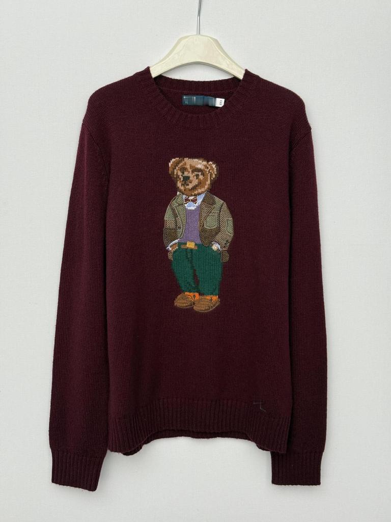 Unisex Wool Embroidered Bear Cartoon Knit Sweater