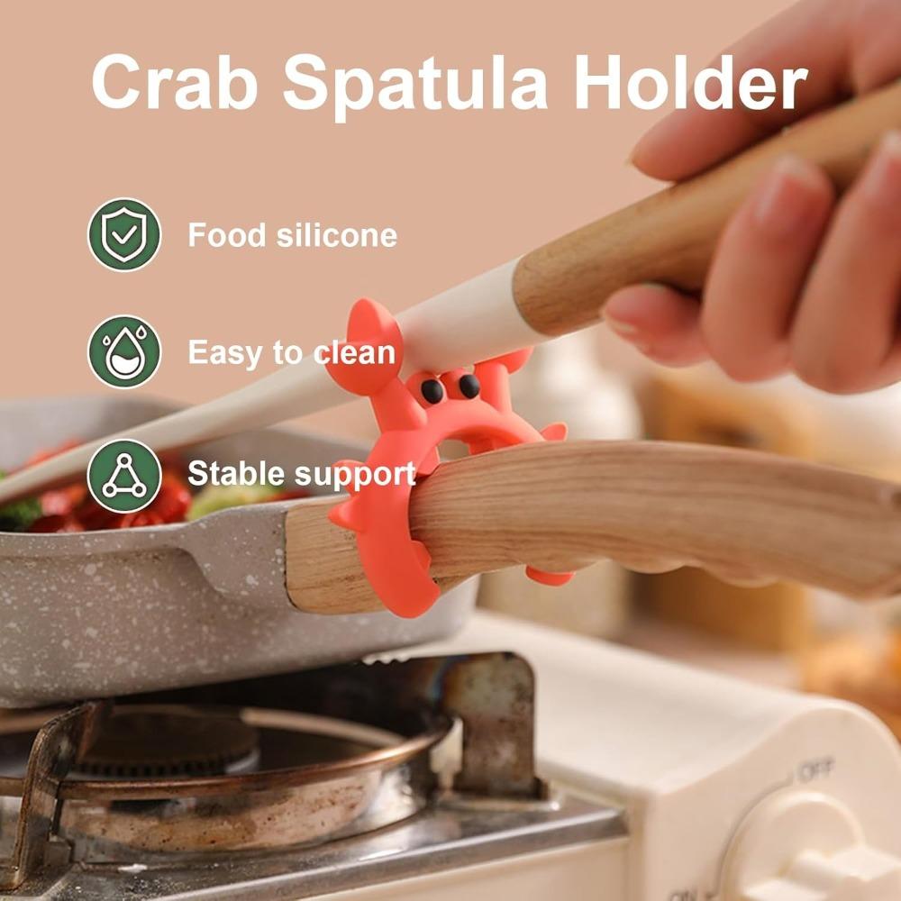 1/2/4Pcs Silicone Spatula Rack Crab Shape Anti Overflow Pot Holder Adjustable Anti-Scalding Cooking Pot Clip Kitchen Gadgets