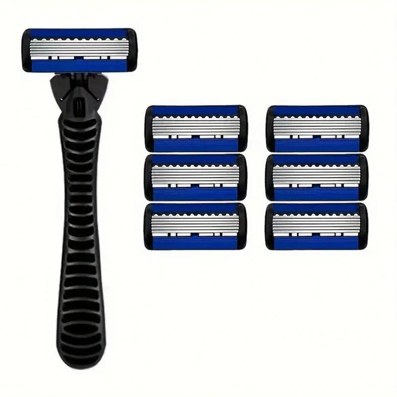 6-Layer Ultra-Thin Men's Razor with Replaceable Anti-Scratch Heads
