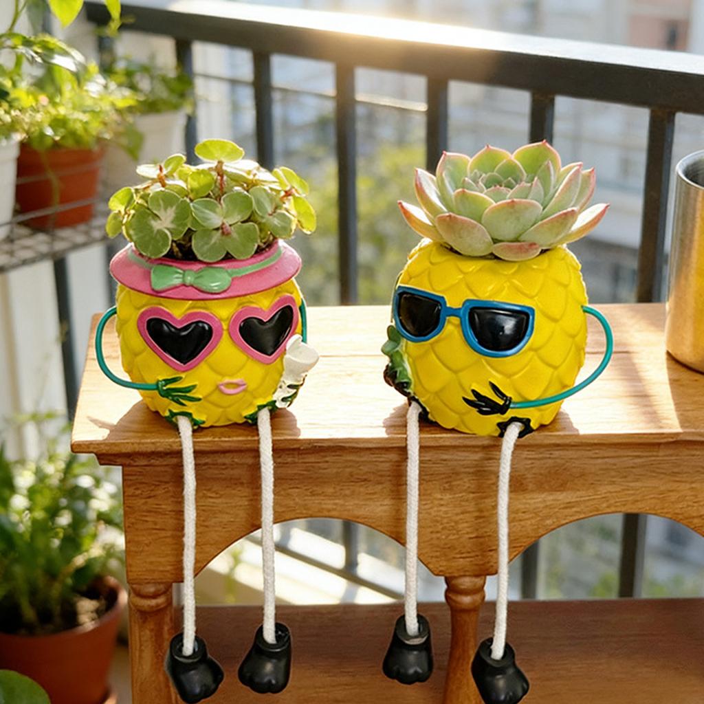 Kleiner Ananas-förmiger Pflanztopf mit abnehmbaren Füßen Pflanzgefäß Hängepflanztopf für kleine Räume und Indoor-Gärtnerei